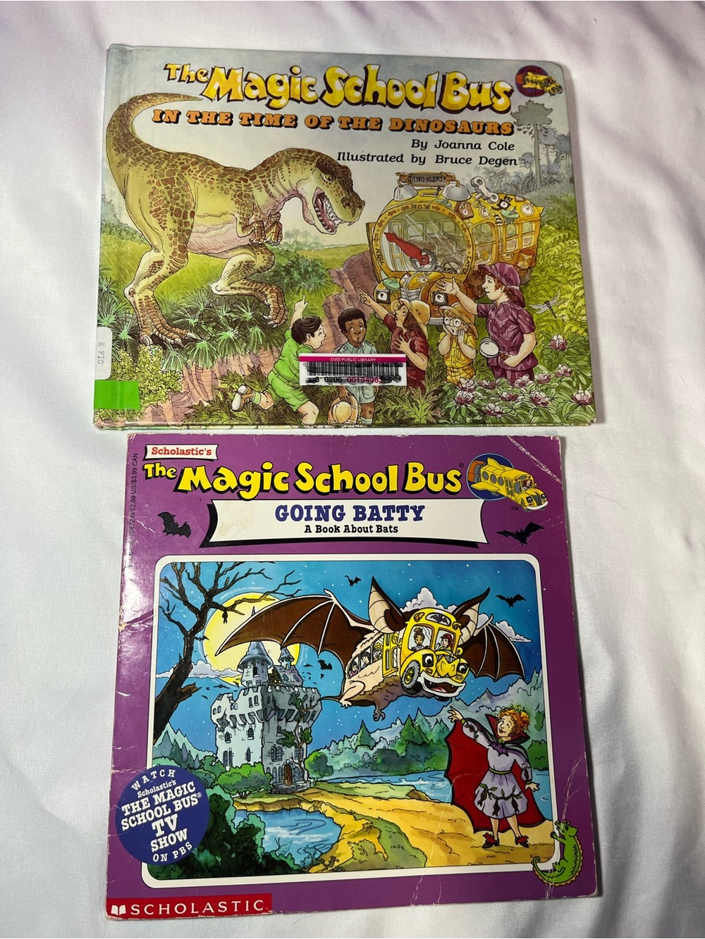 Vintage 90s The Magic School Bus Books Lot of 2 Scholastic Dinosaurs Going Batty
